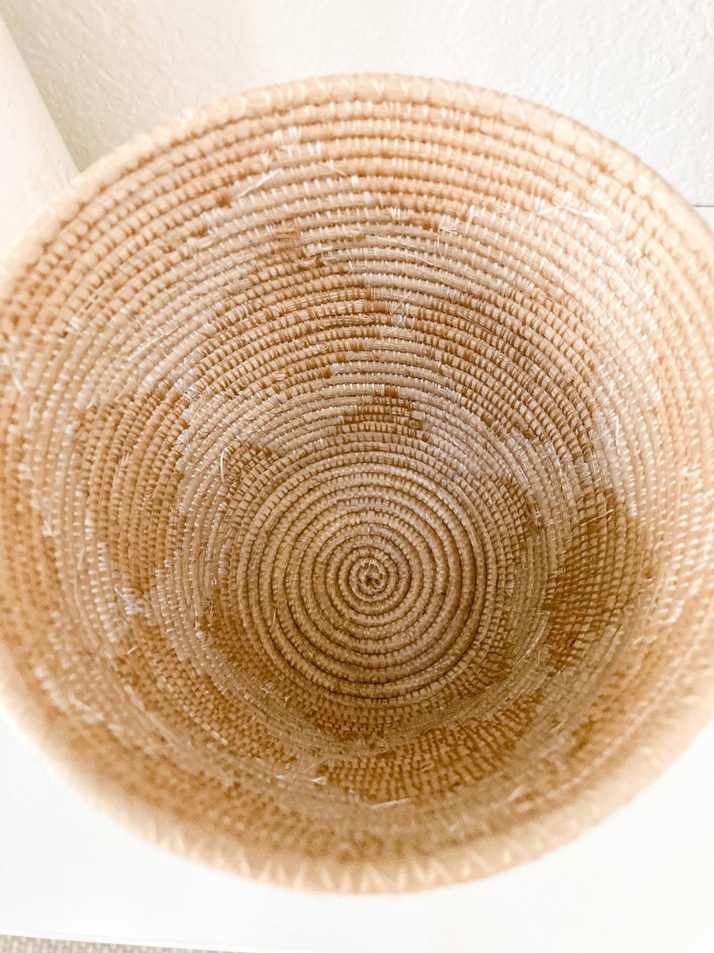 close up photo of woven basket that shows the interior weaving pattern